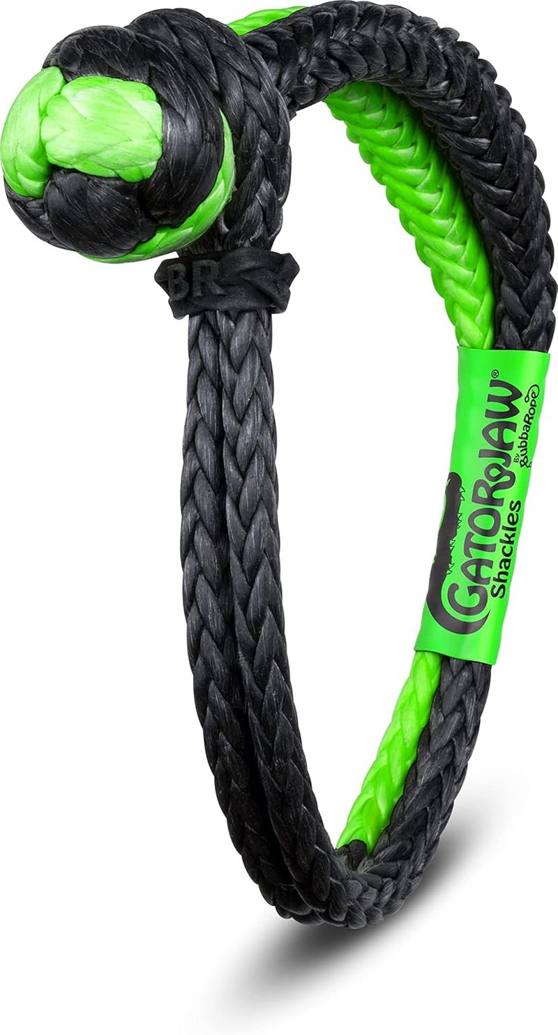 Bubba Rope 176746NGGB Heavy Duty 3/8" Synthetic Shackle NexGen PRO Gator Jaw Breaking Strength of 47,000 lb with HMPE in Green and Black, Accessory Ideal for Recovery and Towing Stuck Vehicle - Image 1
